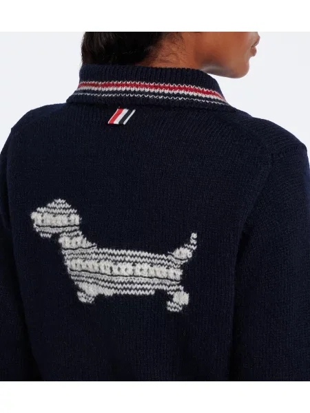 Cardigan Thom Browne de lână albastru