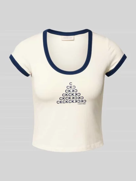 Krótki T-shirt z okrągłym dekoltem Calvin Klein Jeans