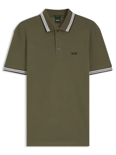 BOSS Tricou Paddy verde / negru alb