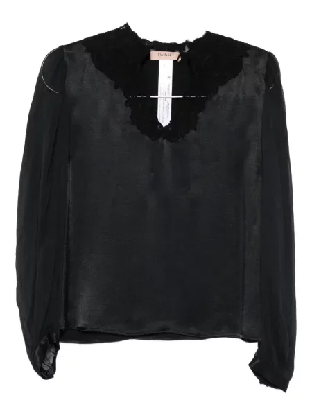 Bluză Twinset din dantelă negru
