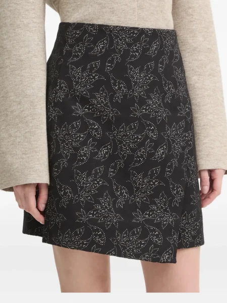 Spódnica mini Bruuns Bazaar w kwiatki z nadrukiem asymetryczna czarna
