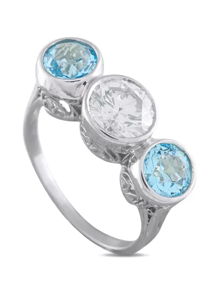 Platină inel Lb Exclusive cu zirconiu albastru