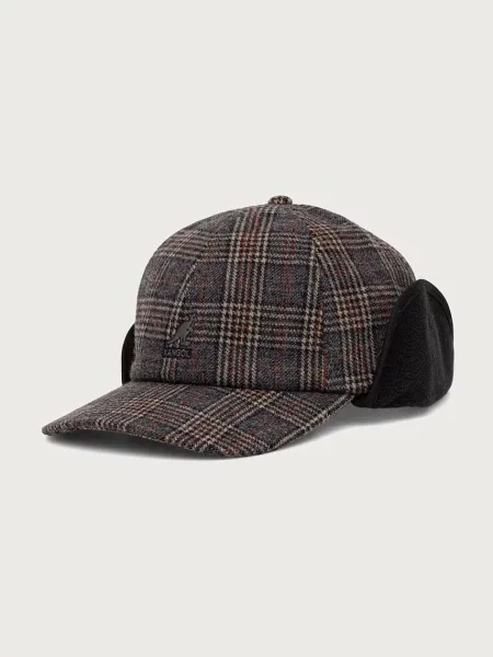 Kangol șapcă pentru bărbați cu lână PLAID EARFLAPS BASEBALL gri