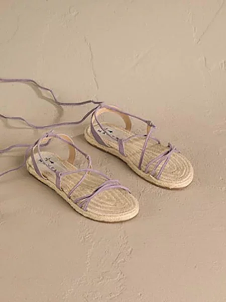 Велурени сандали Manebi Lace-Up Sandals лилаво P Y0 виолетово