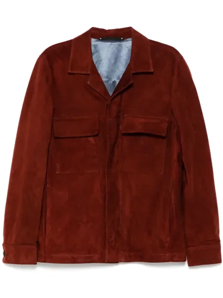 Geacă Paul Smith din piele de căprioară roșu