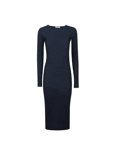 Dzianinowa sukienka midi Patrizia Pepe do kolan niebieska