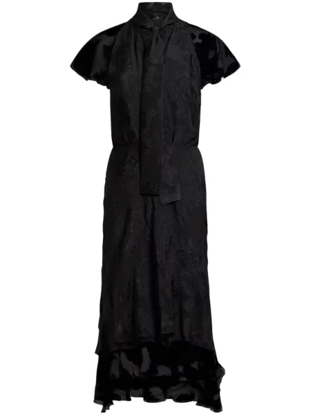 Rochie midi Etro din șifon până la genunchi de costum negru