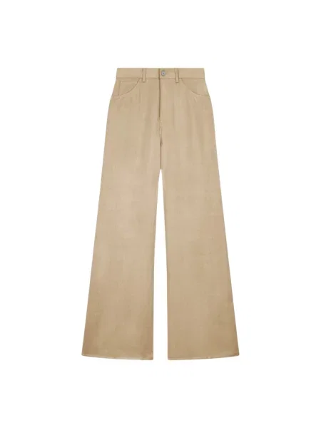 Spodnie Dondup z wysoką talią beżowe