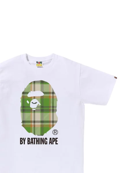 Tricou A Bathing Ape® în carouri cu imagine alb