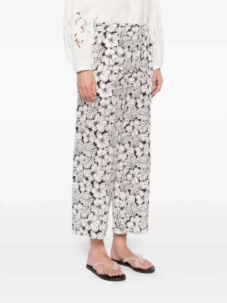 Pantaloni Weekend Max Mara cu model floral alb
