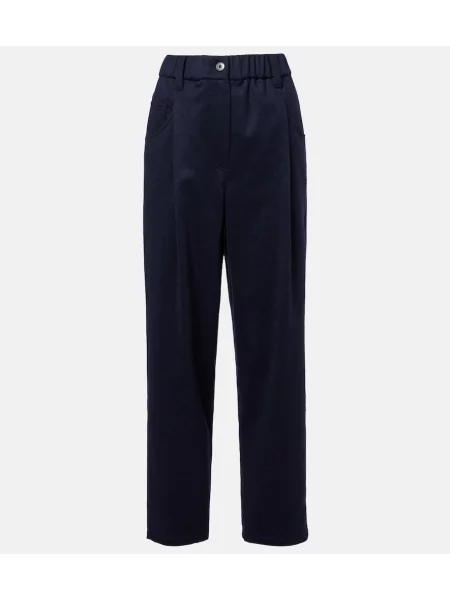 Pantaloni Brunello Cucinelli de lână albastru