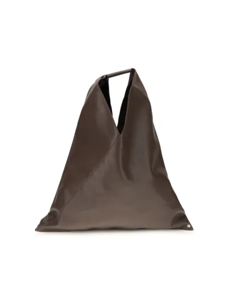 Lniana torebka Mm6 Maison Margiela klasyczna brązowa