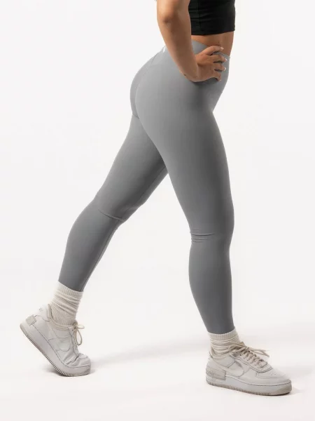 Legginsy na jogę i pilates bez przedniego szwu – łupkowy szary