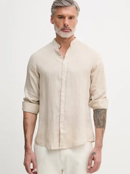 Armani Exchange cămașă bărbătească din in bej