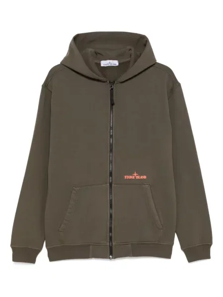 Флийс суичър с качулка Stone Island камъни зелено