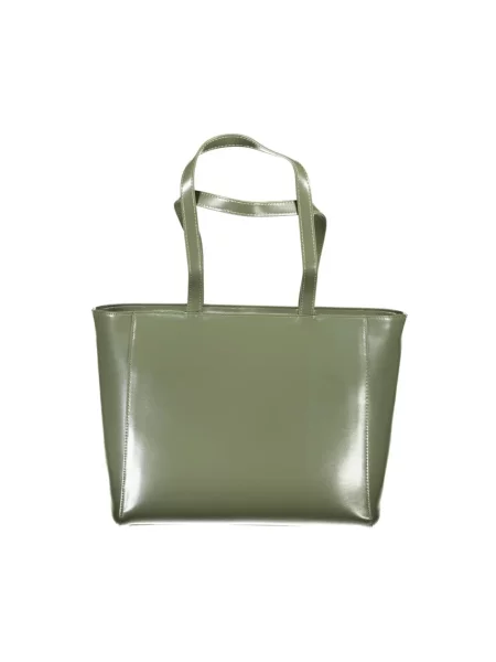 Lniana shopperka Valentino By Mario Valentino zielona