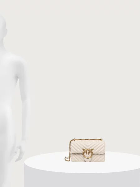 Pinko чанта crossbody дамска от кожа бежово