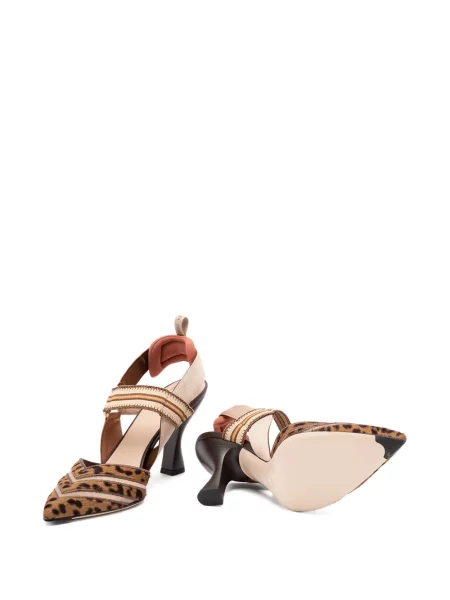 Pantofi cu toc Fendi cu imagine cu model leopard maro