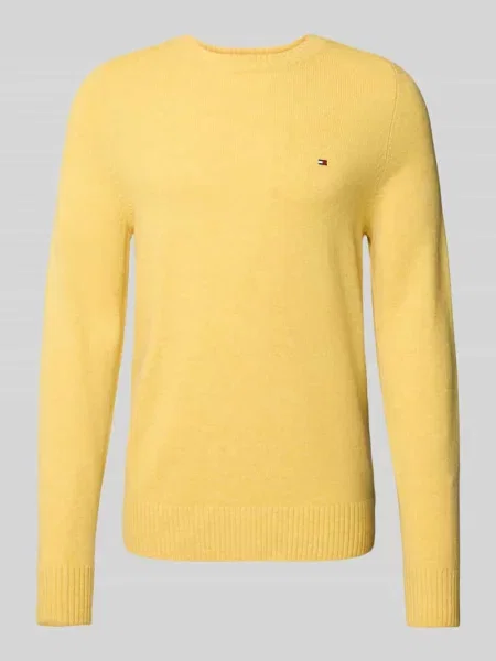 Sweter z dzianiny o kroju regular fit z delikatnej wełny Tommy Hilfiger żółty