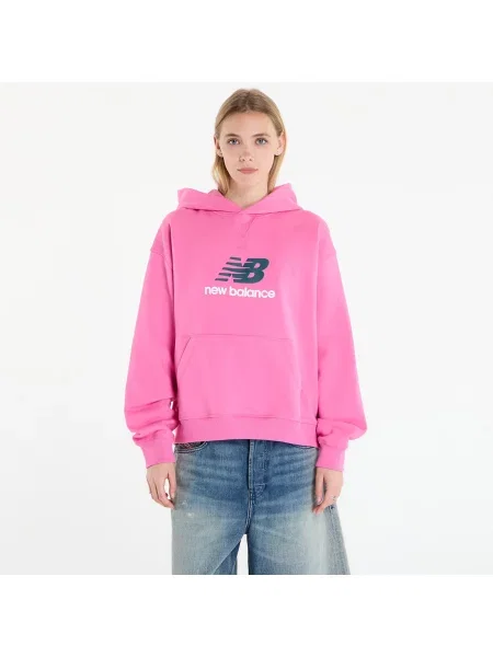 Mikina New Balance Athletics French Terry Logo Hoodie Satin L pink