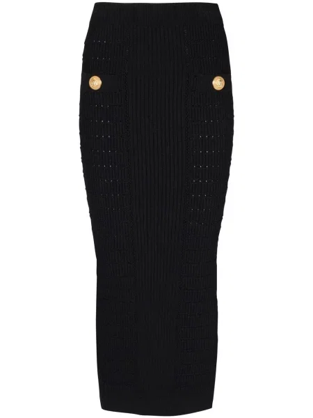 Fustă tip creion Balmain cu nervuri negru