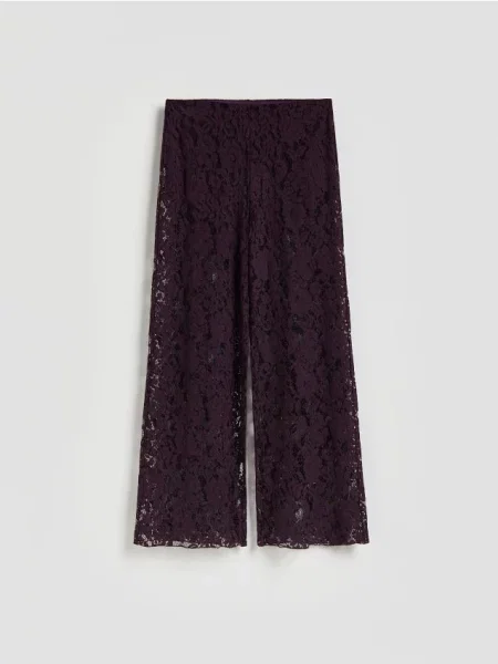 Reserved Pantaloni din dantelă violet-închis violet