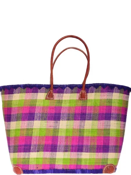 Le Comptoir de la plage Пляжна сумка Madras_GM_Prune Солома фіолетовий