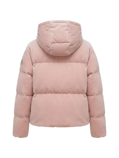 Scurt geacă cu puf Moncler cu glugă roz
