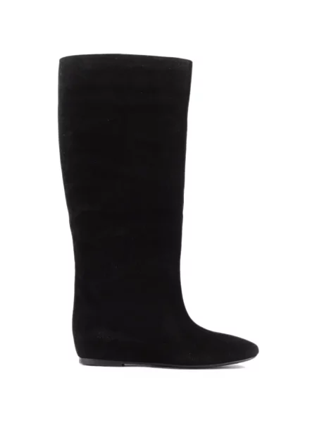 Botine Pretty Loafers din piele de căprioară cu pană negru