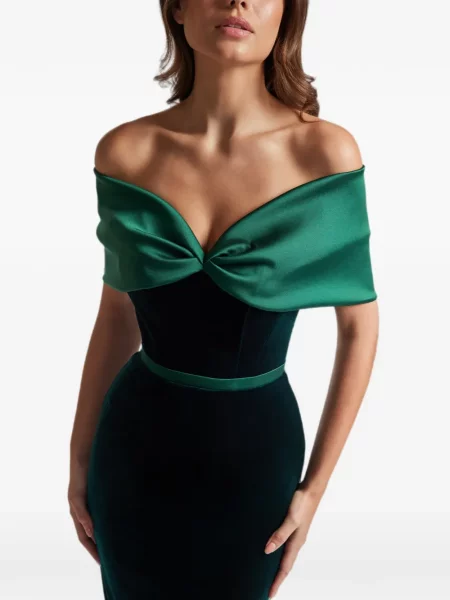 Rochie maxi Cristallini de catifea verde
