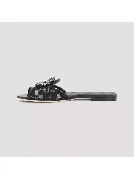 Klapki Dolce And Gabbana koronkowe czarne