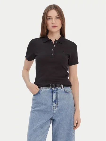 Tommy Hilfiger Тениска с яка и черен