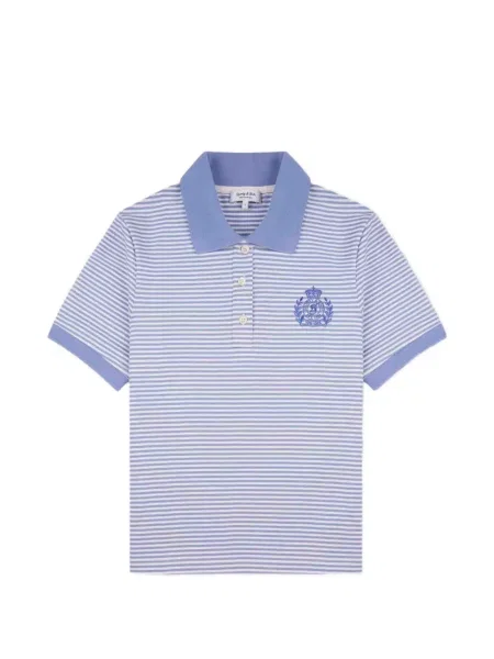 Tricou polo Sporty & Rich cu broderie albastru
