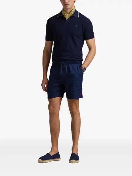 Tricou Polo Ralph Lauren din piele cu broderie în carouri maro