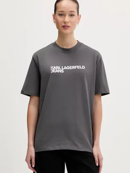 Karl Lagerfeld Jeans majica ženska od pamuka siva