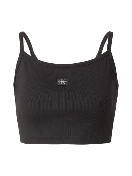 Majica brez rokavov Calvin Klein s kvadratnim izrezom črna