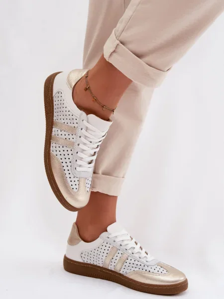 Teniși Zazoo din piele alb