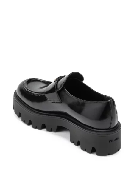 Pantofi loafer Prada cu autograf negru