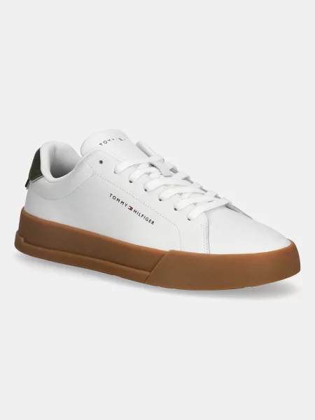 Tommy Hilfiger TH COURT LTH DETAIL ESS sneakers boty kožené bílé