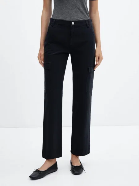 MANGO Newcargo Прямі джинси чорний