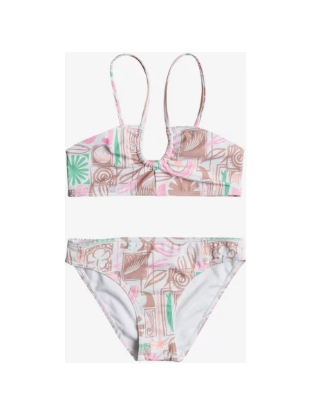 Bikini dziewczęce Roxy Totally Iconic Bralette beżowe różowe 16 białe