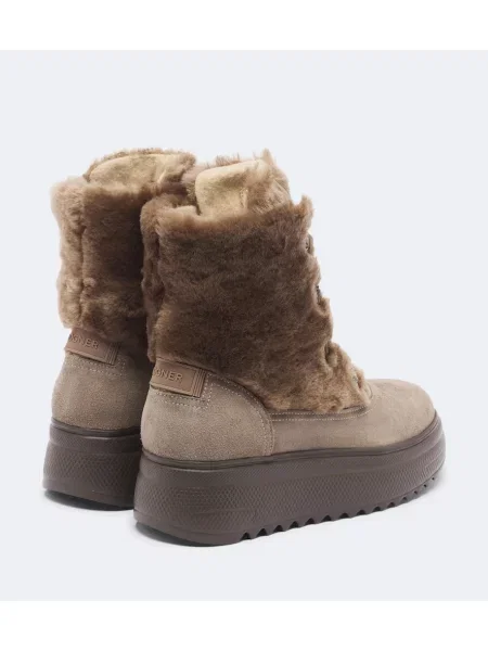 Botine Bogner cu șireturi din piele de căprioară maro
