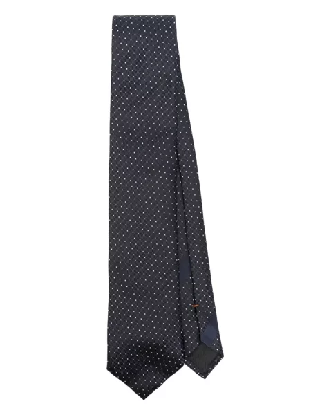 Cravată Zegna cu imprimeu geometric din jacard albastru