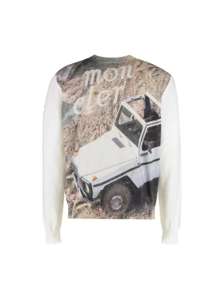 Sweter Moncler z dekoltem w kształcie litery U biały
