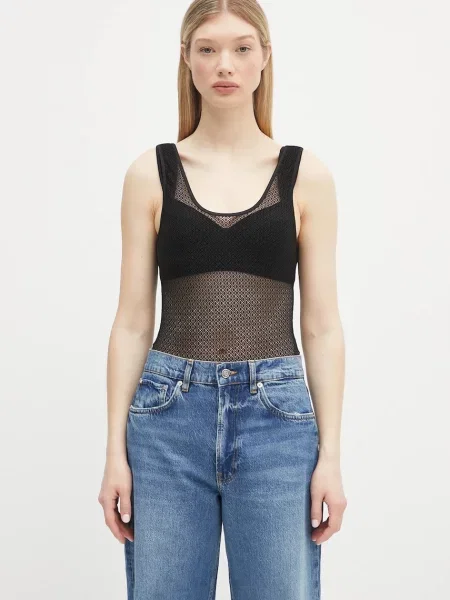 Κορμάκι Anine Bing Alysha Bodysuit μαύρο