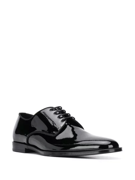 Iš natūralios odos lakuotas derby batai Dolce & Gabbana juoda