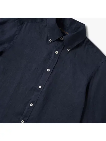 Lniana koszula Brooks Brothers casual niebieska