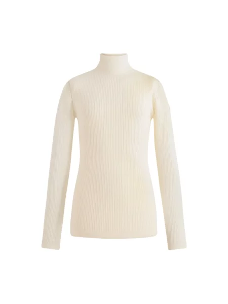 Lniany sweter z golfem Fusalp do golfa beżowy