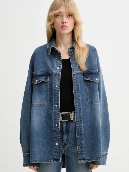 Gestuz cămașă din denim cu guler clasic relaxed albastru