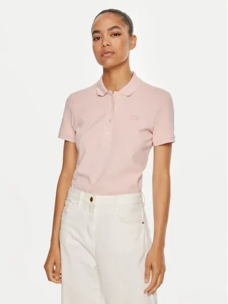 Lacoste Koszulka Polo Slim Fit Stretch Mini Piqué różowa